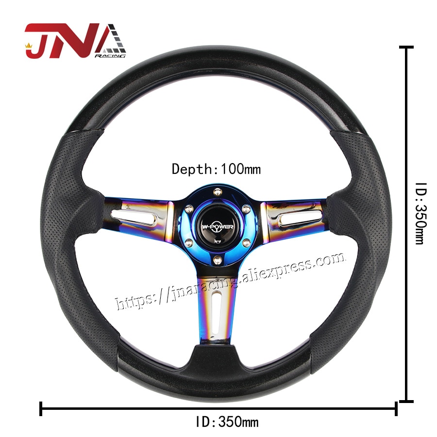 JNA 14'inch Universal Racing Steering Wheel Brunt Blue Style Steering Wheel Replacement