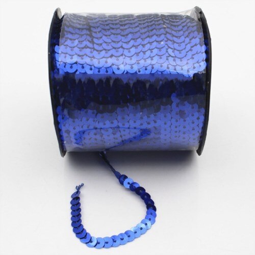 10 yard/lot 6mm diamètre plat rond PVC Paillettes ruban Paillettes couture sur garnitures pour artisanat, femmes vêtements accessoires: Blue 10yards