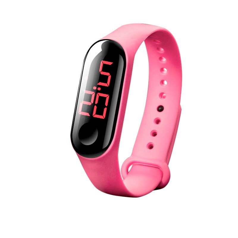 Men Women Sport Watch Digital LED Pedometer Run Step Walking Distance Calorie Counter Watch Bracelet Waterproof Watches: Pink
