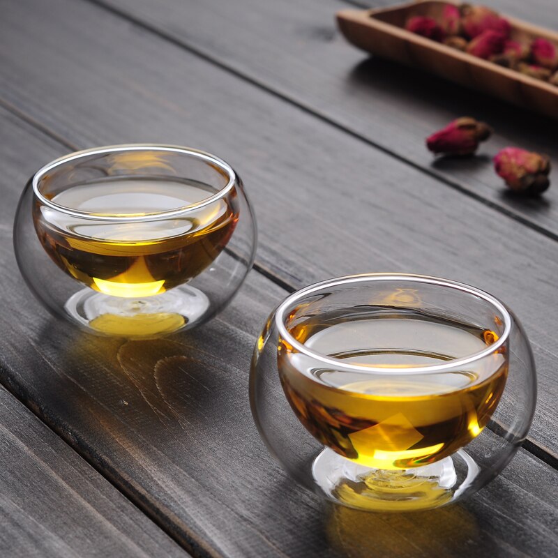 [GRANDNESS] 6 pièces tasse à thé Double paroi en verre | Tasse à thé en verre transparent résistant à la chaleur, tasse à thé à Double couche 50ml