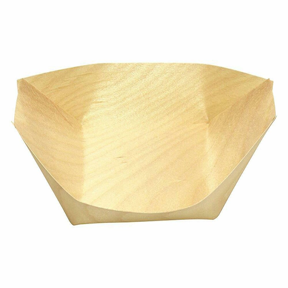 50pcs Pine Wood Serving Boat Disposable Food Tray For Home Catering Tool