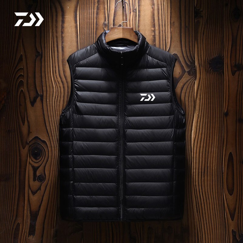 Daiwa-Chaleco de pesca fino sin mangas para hombre, ropa de pesca sólida para deportes al aire libre, transpirable, informal, Fitness,: Black / 2XL