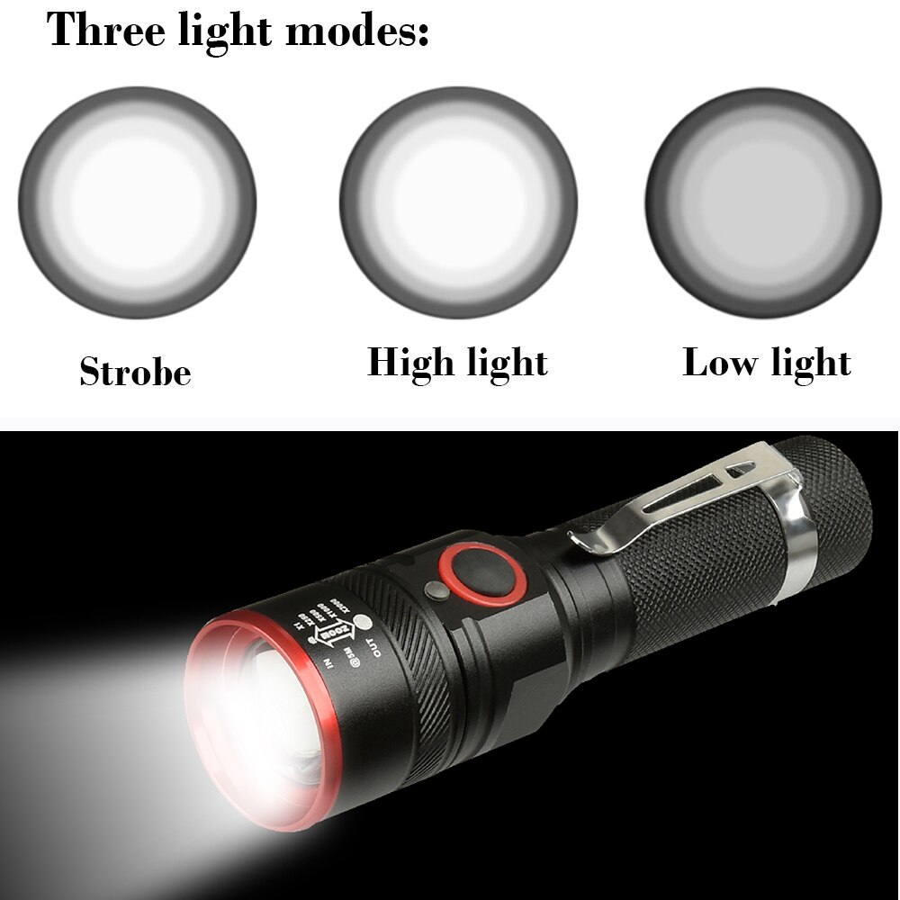 Sykkellys ultralys 8000 lumen zoom  t6 sykkel front led lommelykt lampe usb oppladbart sykkellys  by 18650 batteri