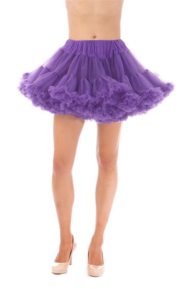 Falda corta de boda para adultos, vestido de boda, tutú, falda de tul, toboganes, accesorios de boda, negro, blanco: Purple