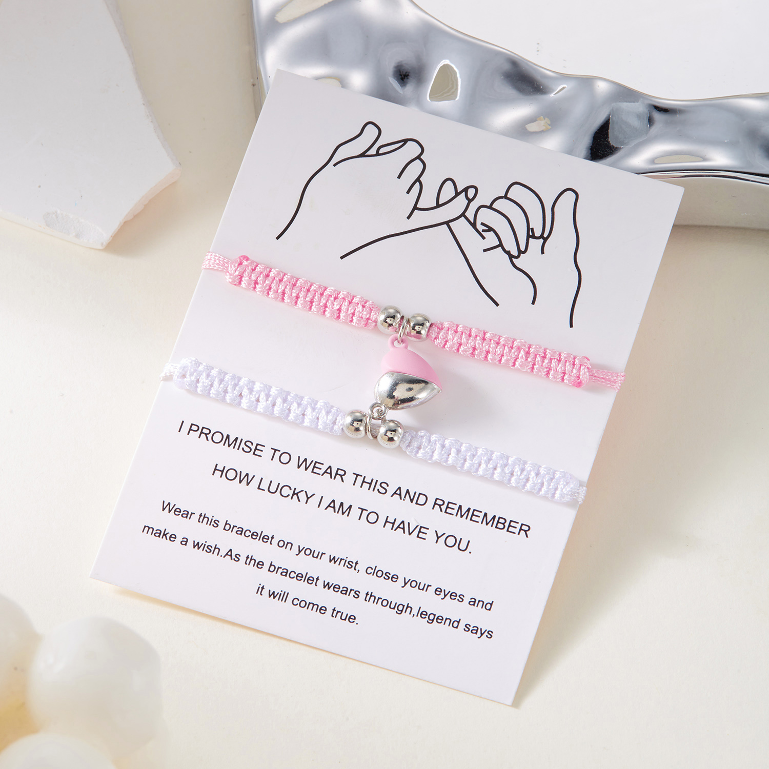 2 uds pulsera trenzada de cuerda roja Simple de la suerte para mujeres y hombres corazón romántico pareja magnética pulseras a juego joyería de amistad: Verde oscuro