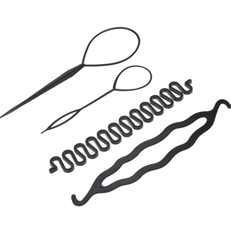 4 Stks/set Magic Hair Vlechten Twist Curler Set Haarspeld Holding Braiders Pull Haar Paardenstaart Diy Tool Styling Tool kit