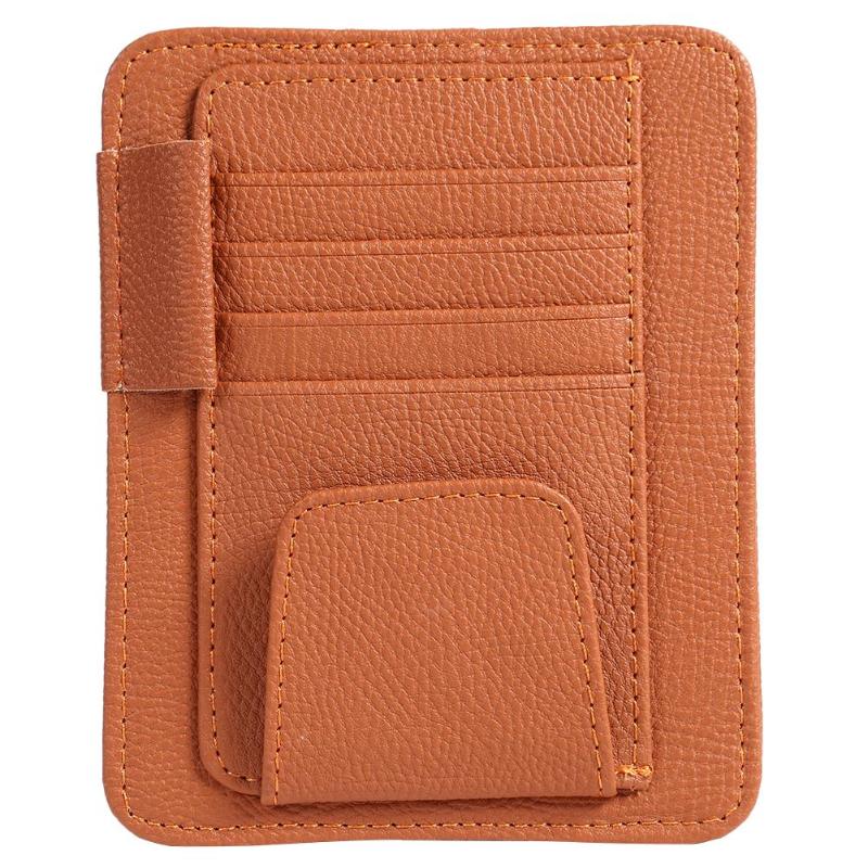 Auto Car Interior Sun Visor Card Case Holder Organizer Clipper Hold Pen Papers Ticket Bag Hanger Car-Styling Stowing Tidying: Orange