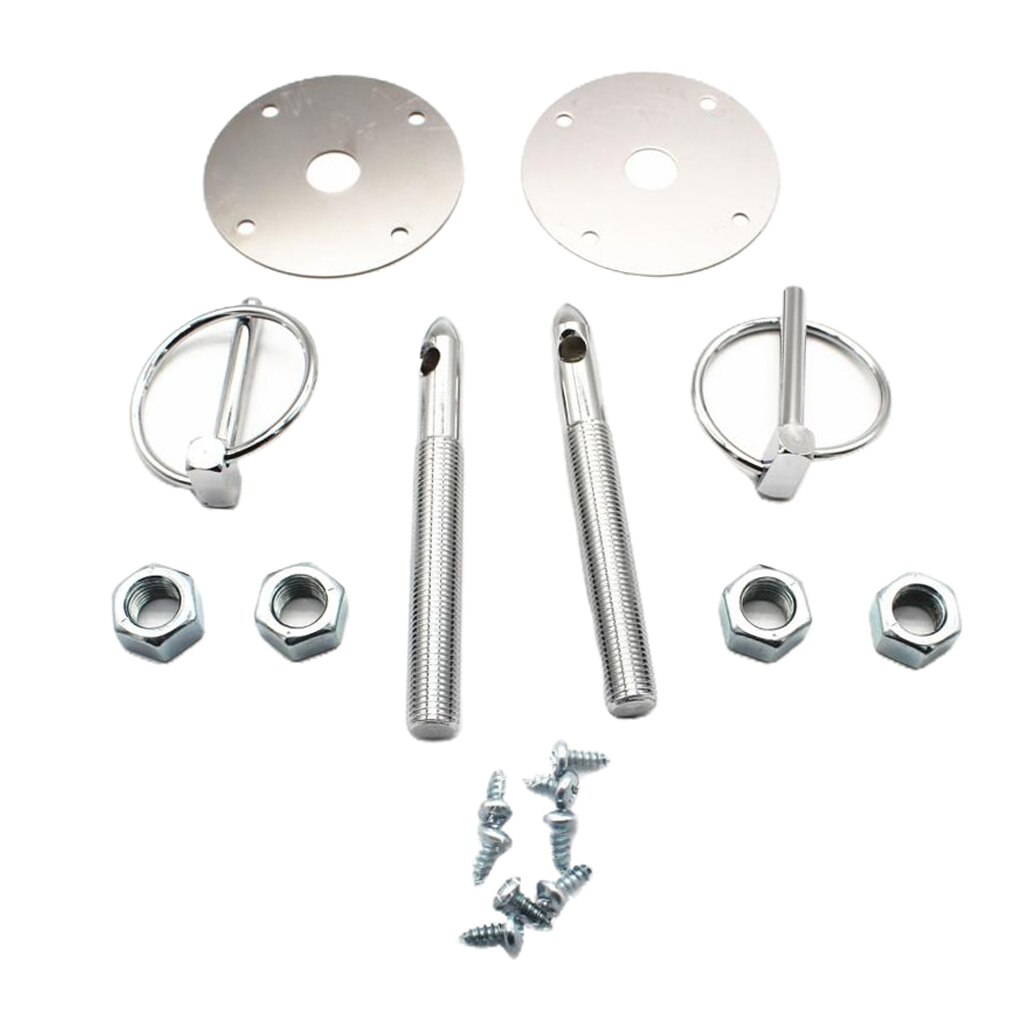 thumbnail image 2 of Universal Flush Mount Hood Pin Kit - Black Racing Style Hood Latch With 140mm Pins 2 of 5