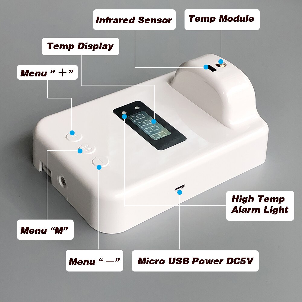Infrared Thermometer LCD Digital Display IM5 Forehead Hand Palm Temperature Measurement Sensor With Fever Alarm Wall Mounted