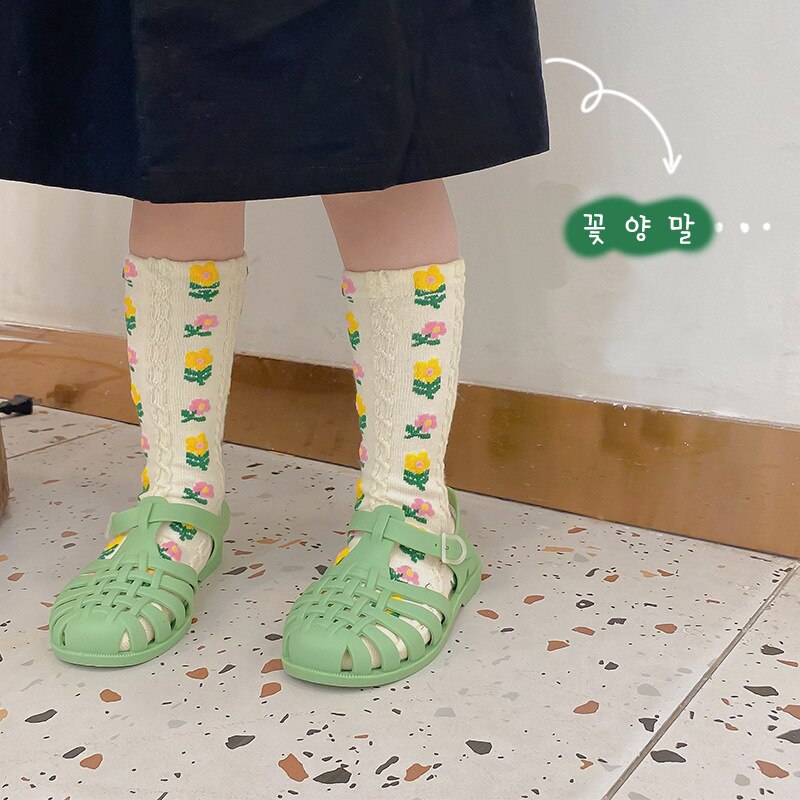2022 estate nuovi 3 paia di calzini per bambini in cotone stile coreano motivo floreale calzini da principessa per bambina