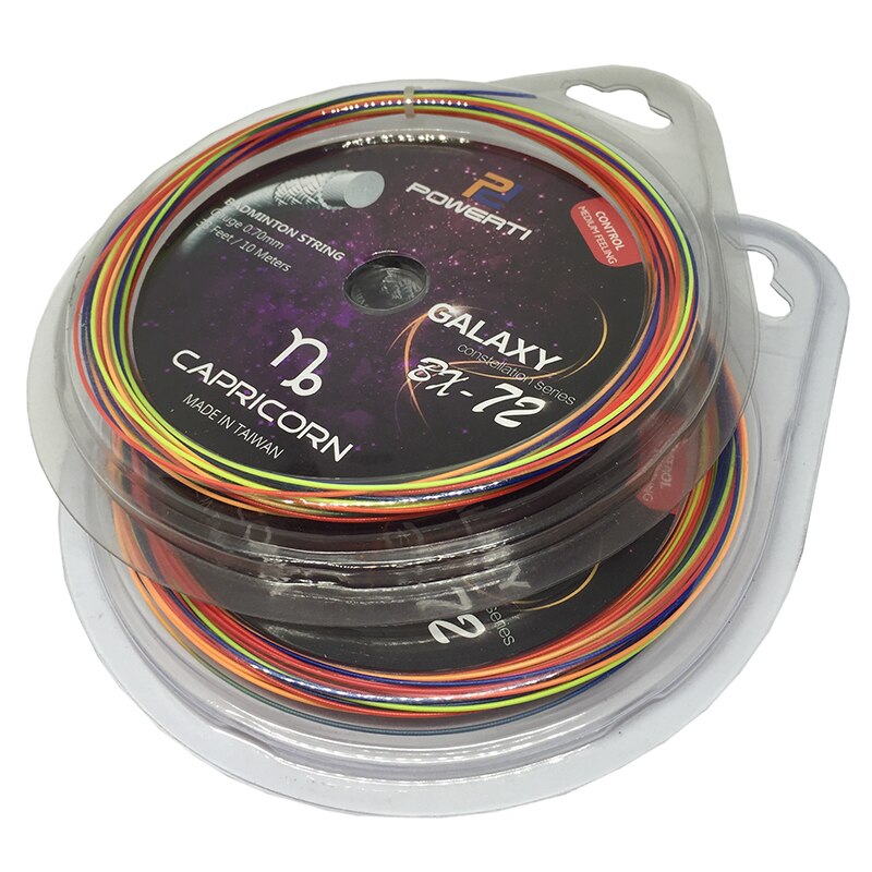 POWERTI 2pcs/lot 0.70mm Badminton Racket String Rainbow 10m Training Racquet String BG65 Badminton String