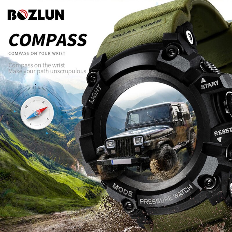 Bozlun-montre sport connectée pour hommes, multifonction, cadran 3atm, montre sportive, altimètre, thermomètre