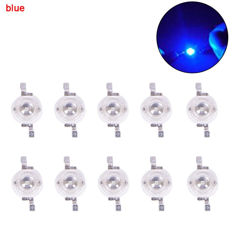10pcs/lot 1W High-Power LED lamp Bulb Diodes Highlighting Lights Bead HighPower Lamp Beads 1.5cm*0.8cm: blue