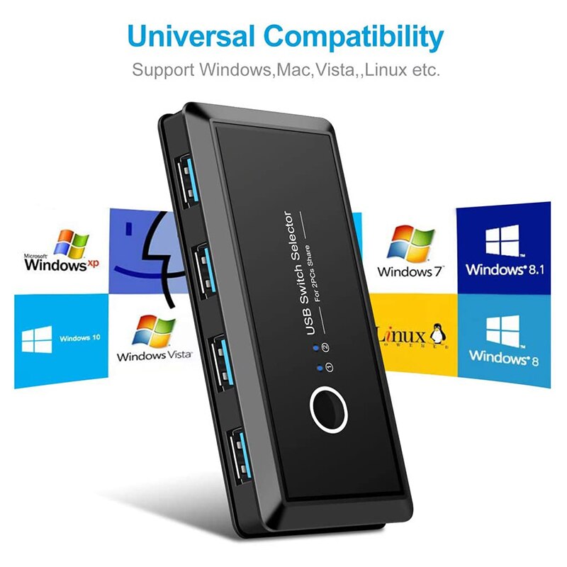 HOT-USB compartilhamento interruptor seletor 4 portas 2 computadores periférico switcher adaptador hub para impressora de computador scanner mouse teclado