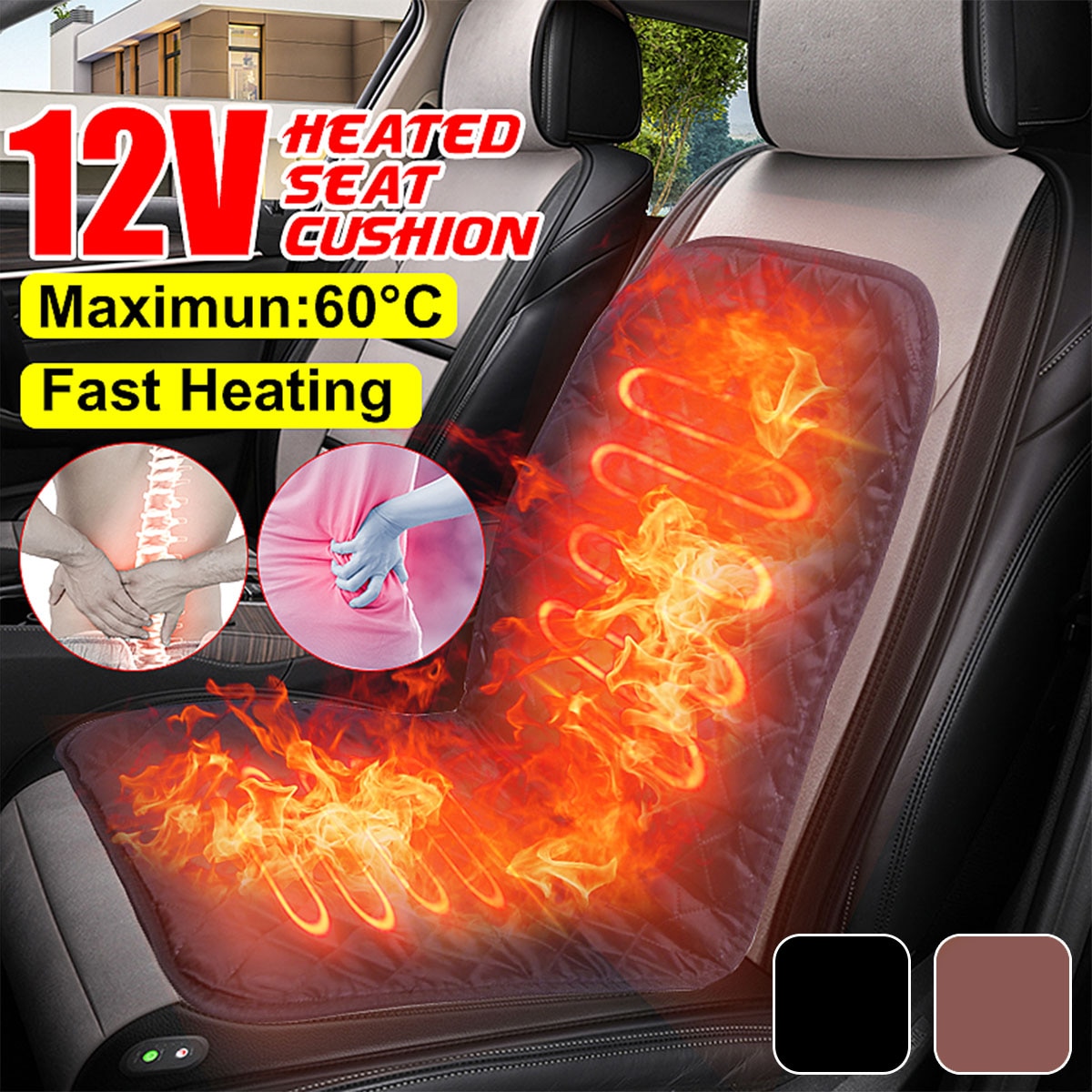 12V Auto Elektrische Verwarmde Seat Cover Verwarming Zitkussen Universele Verstelbare Waterdicht Koude Winter Warm Seat Pad