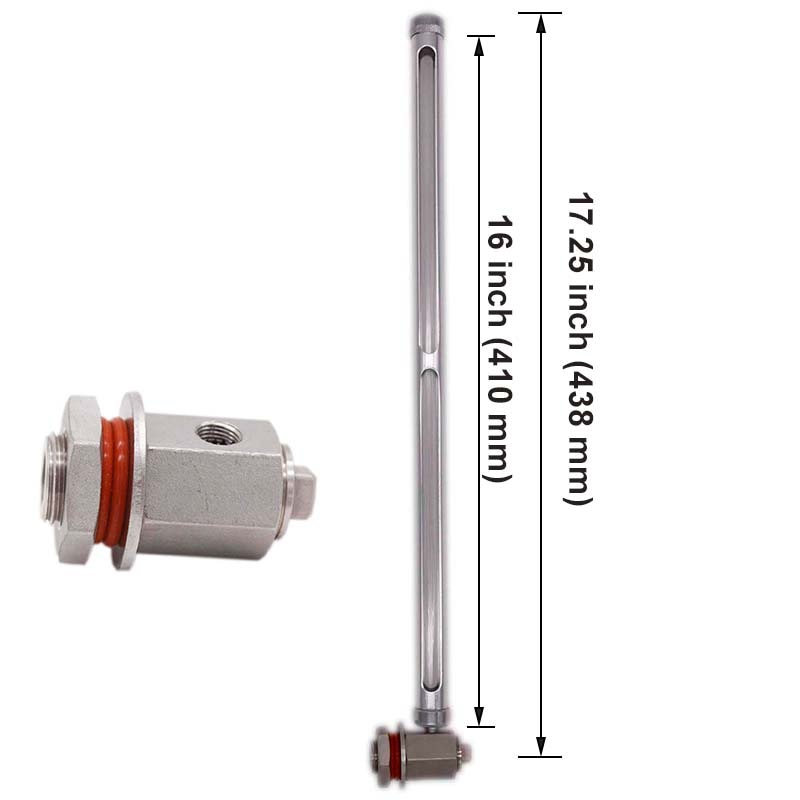 Weldless Sight Gauge -16" High Temp Food Grade Silicone Washers and Tubing Homebrew Beer Kettle Cooler Sight Gauge