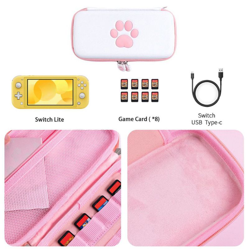 Cute Cat Paw Storage Bag for Switch Lite Console Protective Carrying Case for switch Lite Game Accessories