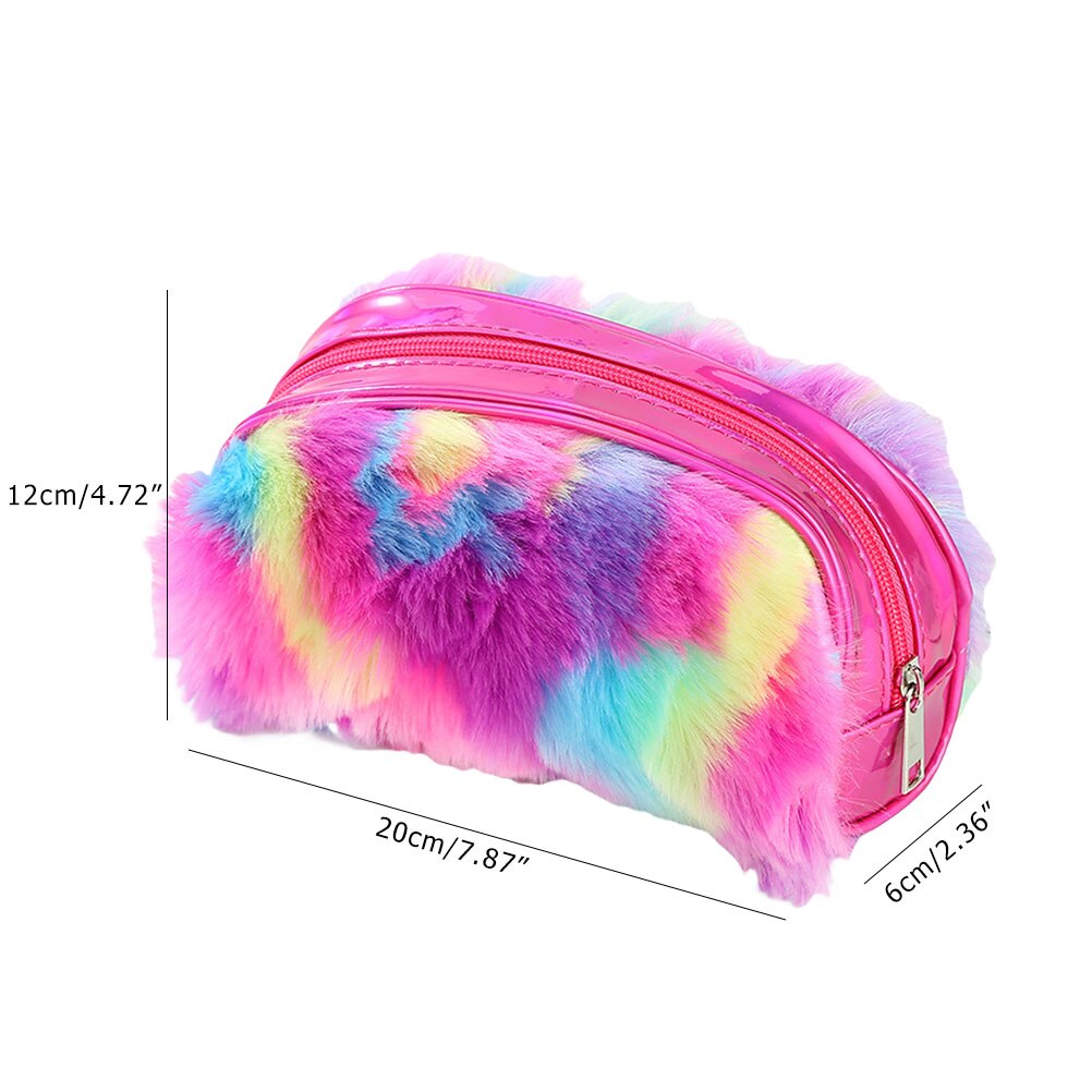 2022 astuccio portamatite piccolo da donna simpatico astuccio portamatite di grande capacità materiale scolastico borse a mano portamonete da donna in peluche arcobaleno