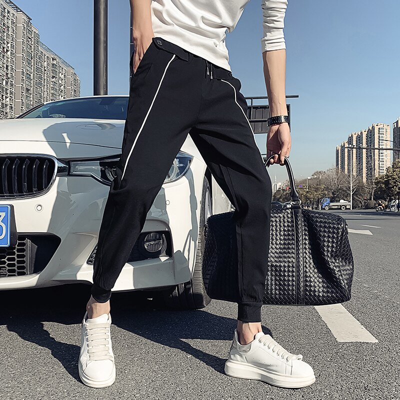 saferido Youth Streetwear Black Pants Men Joggers Mens Straight Harem Pants Men Korean Hip Hop Trousers Plus Size Zebra pants