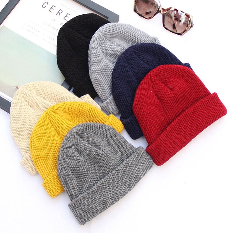 Cappelli lavorati a maglia per Le Donne Scutellaria Uomini Cappello Del Beanie di Inverno Retro Senza Tesa Baggy Melon Cap Polsino Docker Pescatore Berretti Cappelli Per uomini