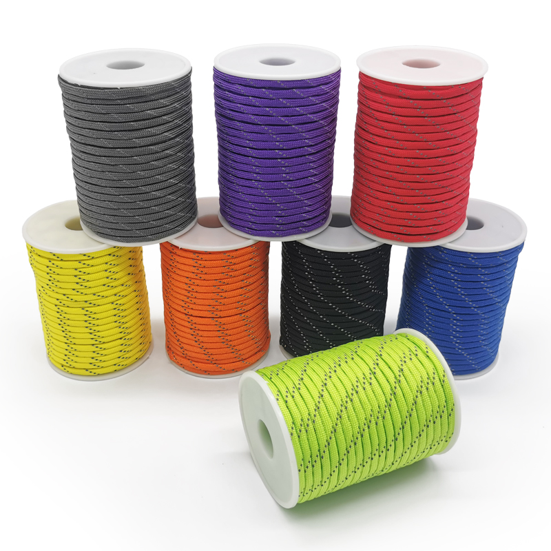 50/100 m multifunctioneel 7-kern reflecterend 550 paracord touw 4 mm camping survival edc outdoor parachute koord lanyard reddingstouw