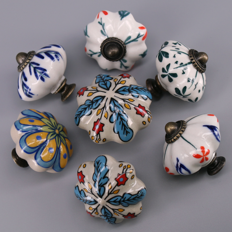 1x barnerom skuff knott håndtak fargerik gresskar stil kommode trekk keramisk kjøkken skap håndtak knott møbler maskinvare