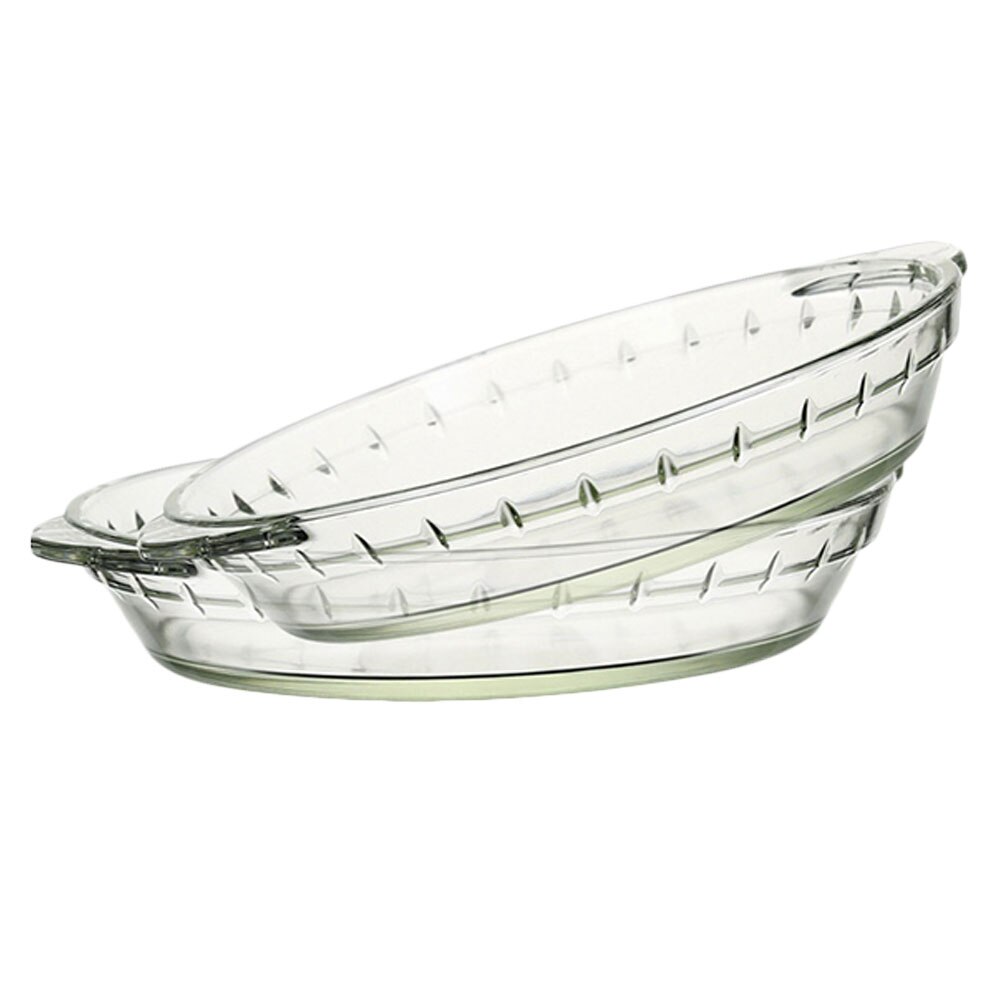 2Pcs Heat-resistant Glass Plate Food Dish Baking Plate Home Baking Tray Grill Plate Rice Dish for Microwave Home Party(9in+10in): Default Title