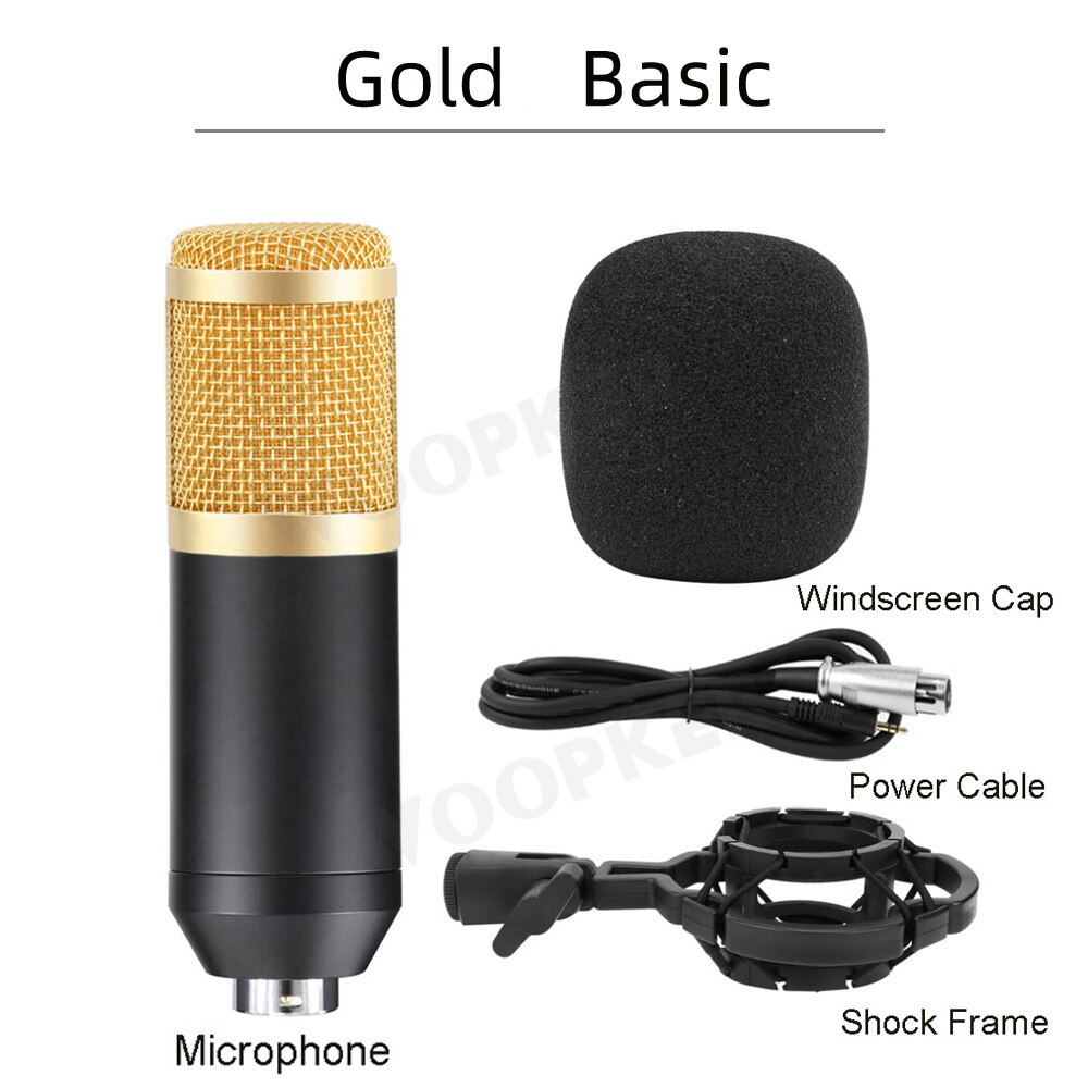 Condenser BM-800 Microphone Kit for Computer with Shock Mount and Foam Cap BM 800 Mic BM800: Gold Basic