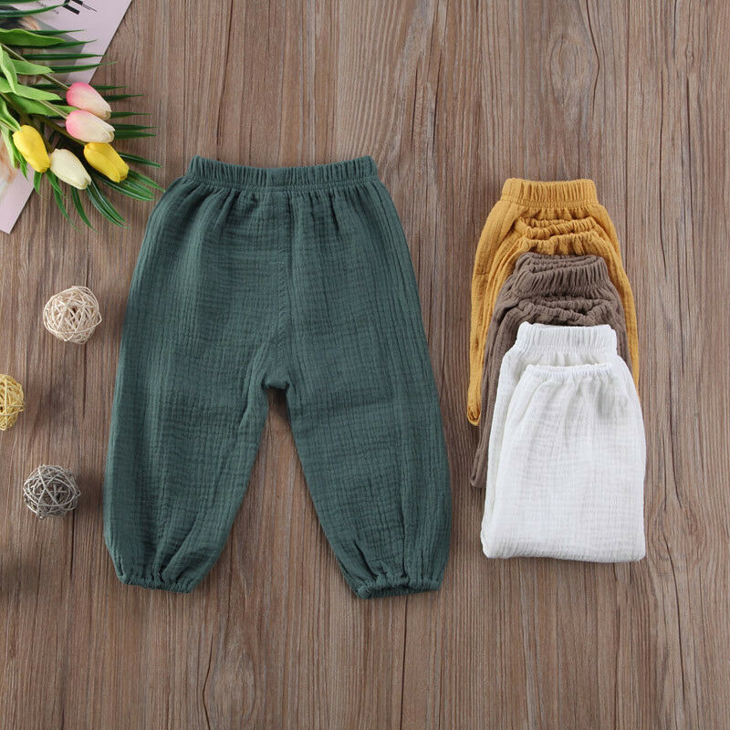 Culottes plissées pour bébés, 4 couleurs, pantalons pour enfants, amples, longs, vêtements pour filles et garçons,