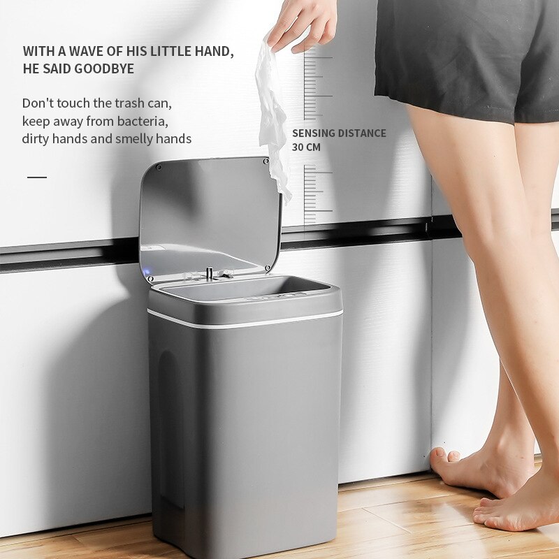Smart Induction Trash Can Automatic Intelligent Sensor Dustbin Electric Touch Trash Bin for Kitchen Bedroom Office Garbage