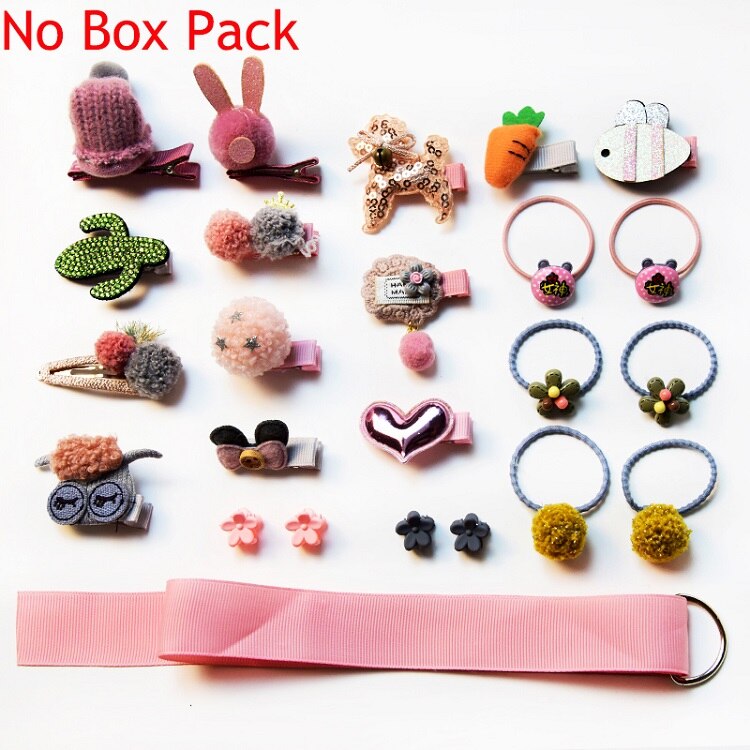 18/24 Stks/set Baby Haar Clips Haarband Bows Baby Girl Haaraccessoires Hoofdband Meisjes Chiffon Cartoon Haarspeldjes Elastische Haar band