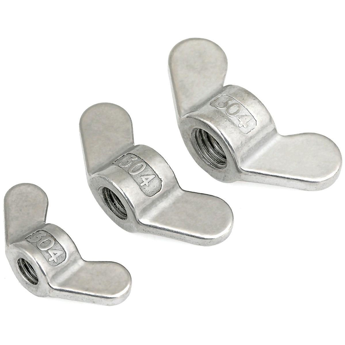 M4 M5 M6 M8 M10 304 Stainless Steel Large Ears Hand Tighten Nut Wingnut Butterfly Nut Ingot Two Claw Nuts Anti-corrosion