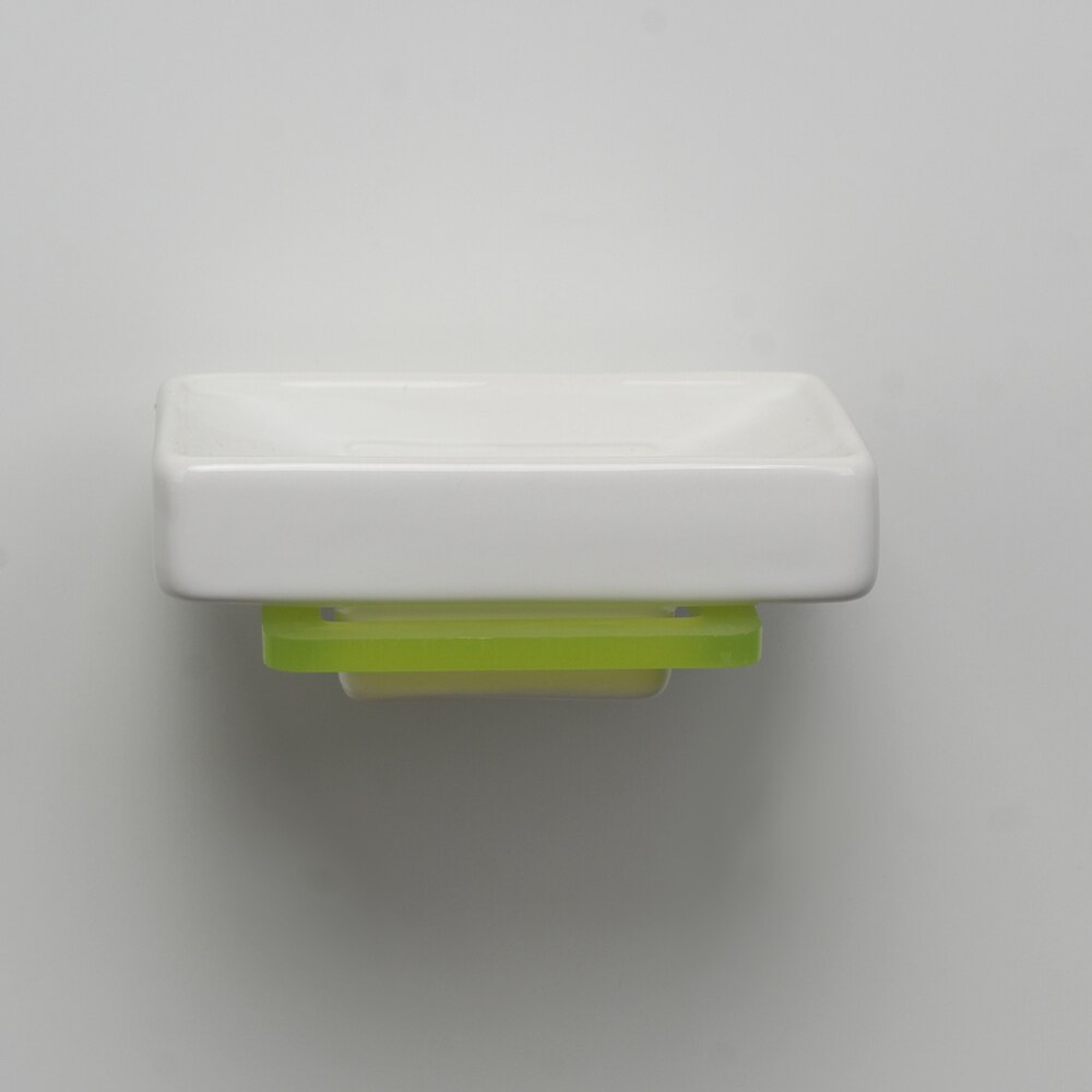 Europe Style Soap Dish Holder Colorful Acrylic Ceramic Soap Rack Aluminum Bathroom Accessories Wall Mounted Soap Holder: green
