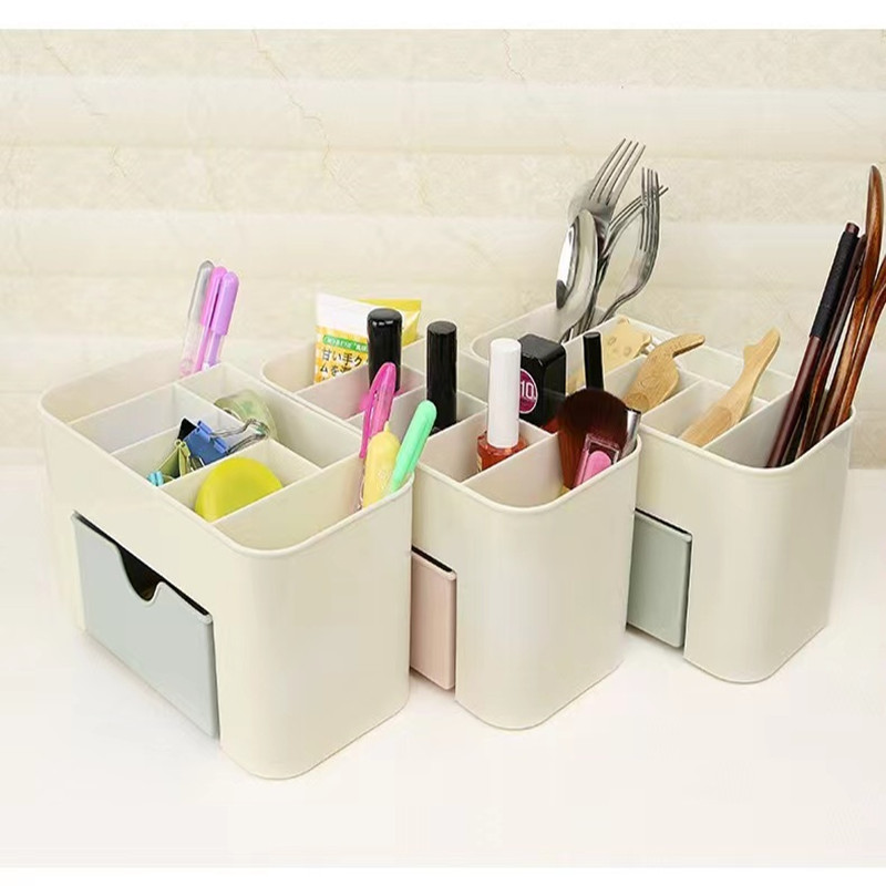 Plastik makeup badeværelse opbevaringsboks kosmetisk arrangør desktop make-up smykker opbevaring etui diverse bord container arrangør