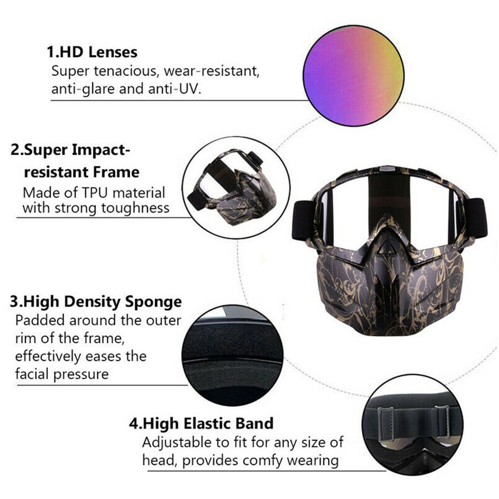 Motorcycle Face Mask Goggles Motocross Off-road ATV Dirt Bike Eyewear Glasses ultralight flexible anti anti-twist