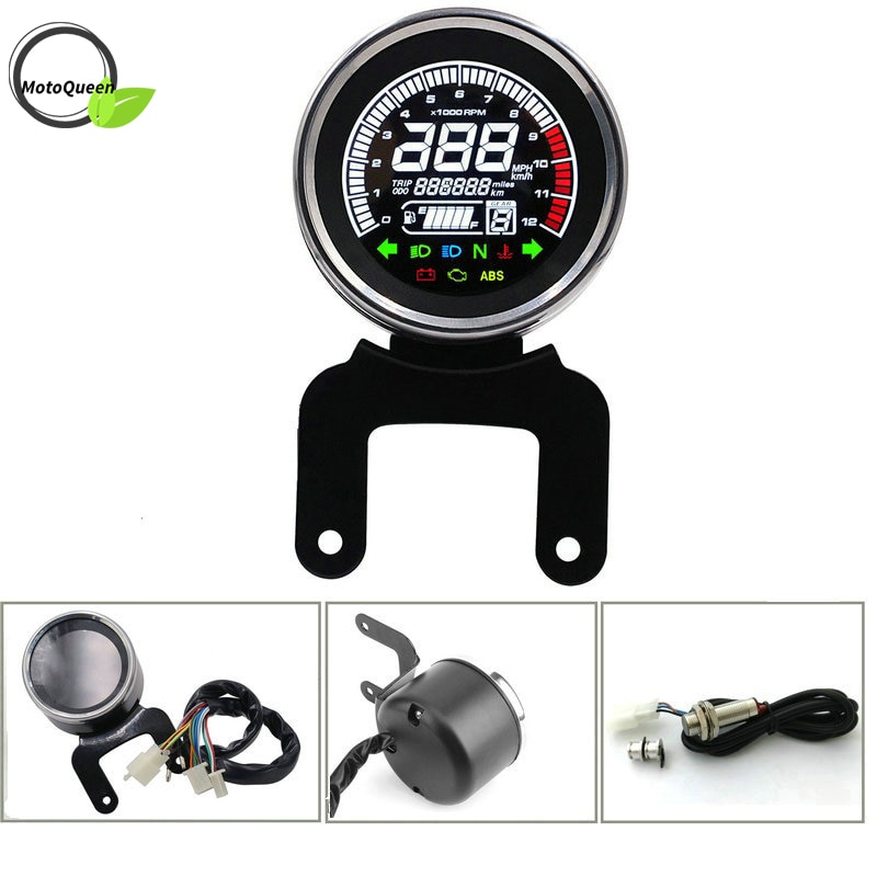 Medidores multifuncionales, instrumentos para motocicleta, odómetro Digital, tacómetro, medidor de velocidad y nivel de combustible, indicador Led redondo de 12000rpm