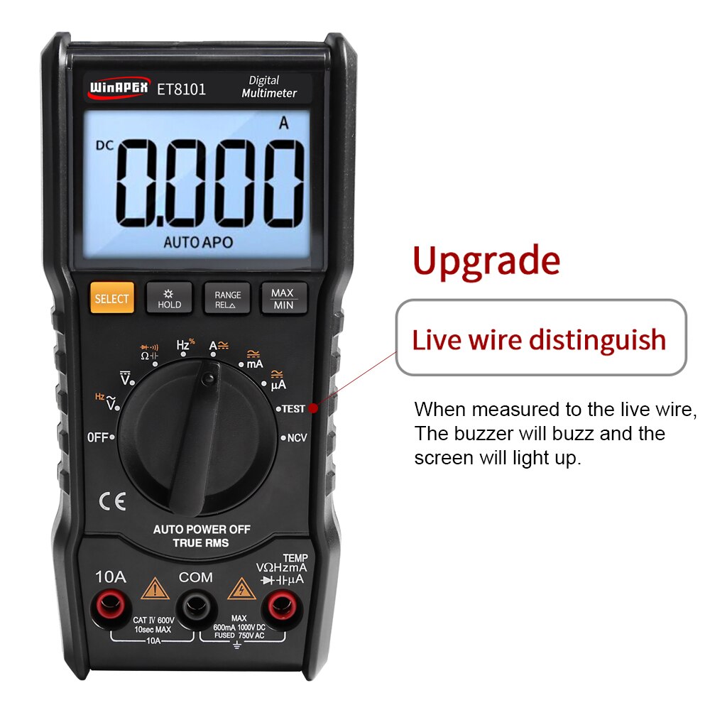ET8101 Digital Multimeter 3 5/6 AC DC 6000 True RMS Digital Voltmeter 1000 V 10A Mini Tasche Multimeter