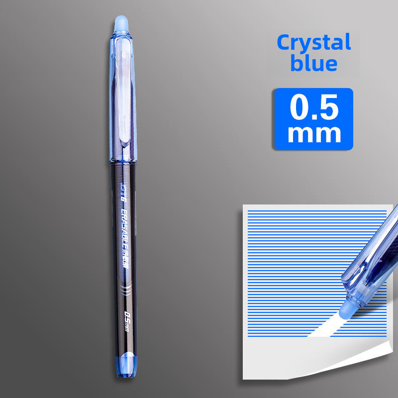 Erasable Gel Pen primary school student special grade three erasable pen refill crystal blue black erasable pen: MULTI