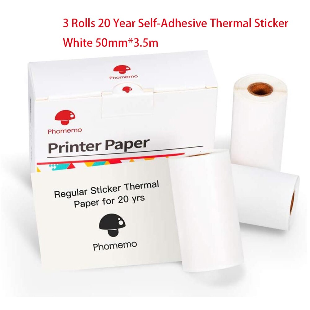 Phomemo – Papier thermique auto-adhésif, étiquette autocollante imprimable, pour imprimante M02/M02S/M02Pro, Papier Photo: 20Year Sticker White