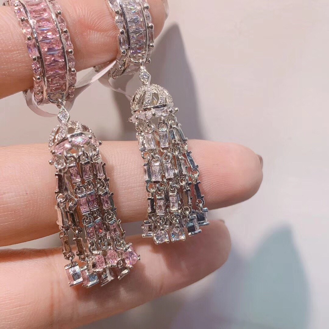 Trendy Vrouwen Sieraden Hand Gemaakt Zirconia Lange Keten Kwastje Staart Ring Trouwring Voor Vrouwen Bijoux J1883