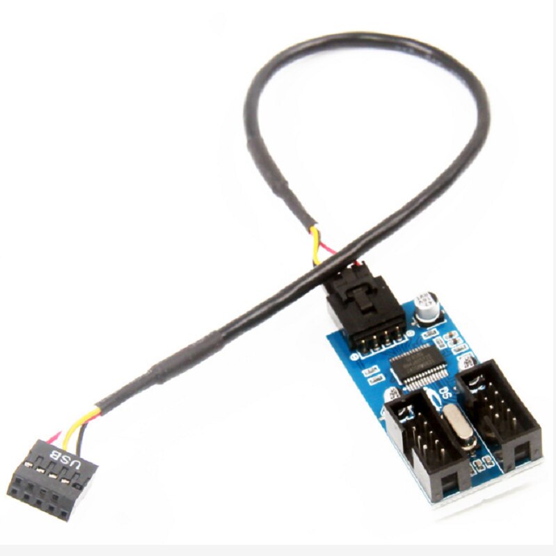 USB 2.0 Male 1 to 2 9Pin USB header Female Cable Card USB2.0 to 9-Pin USB HUB USB 2.0 9 pin Connector Port Multilier