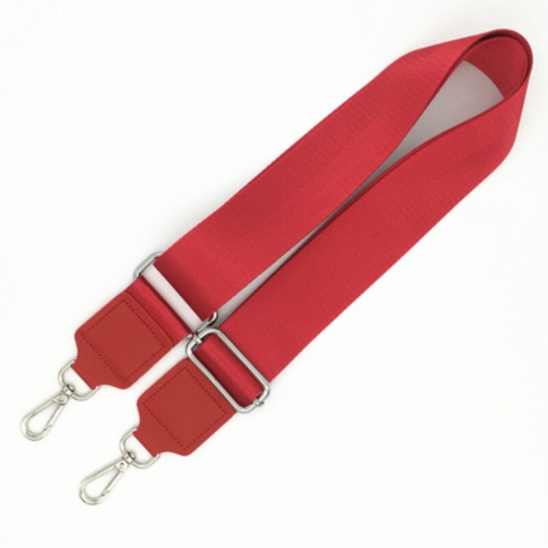 Wide 5.0cm women bag strap accessories diagonal across versatile bag strap shoulder cross-body solid color backpack band strap: red--silver metal