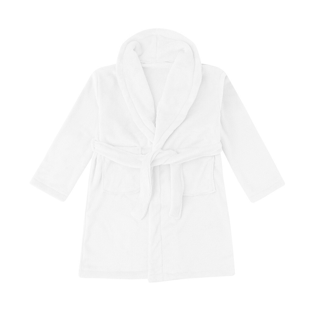 Vinter höst barnrock pyjamas för barn solid flanell varm barn nattkläder handduk nattlinne pojkar flickor badrockar: Vit / M