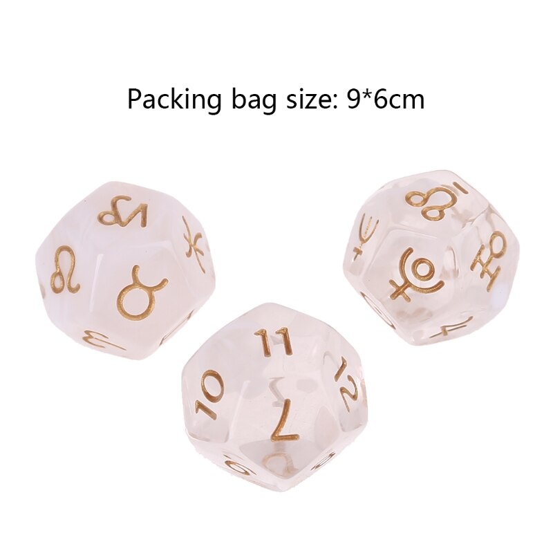 3pcs/set 12-Sided Two-color Bleached Astrological Dices Table Board Role Playing XXUF