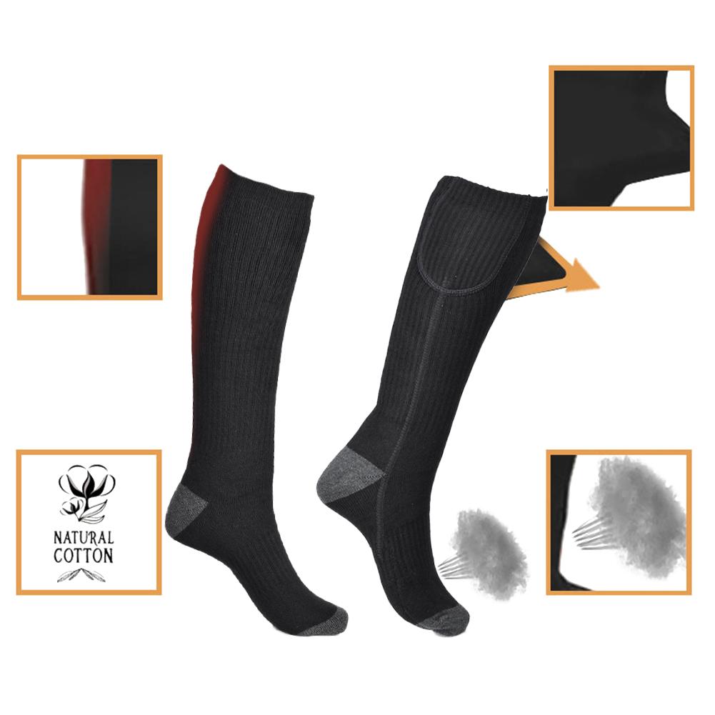 Electric Heated Socks - USB Rechargeable - 2200mAh Battery - Cotton & Wool Blend - Unisex Adult