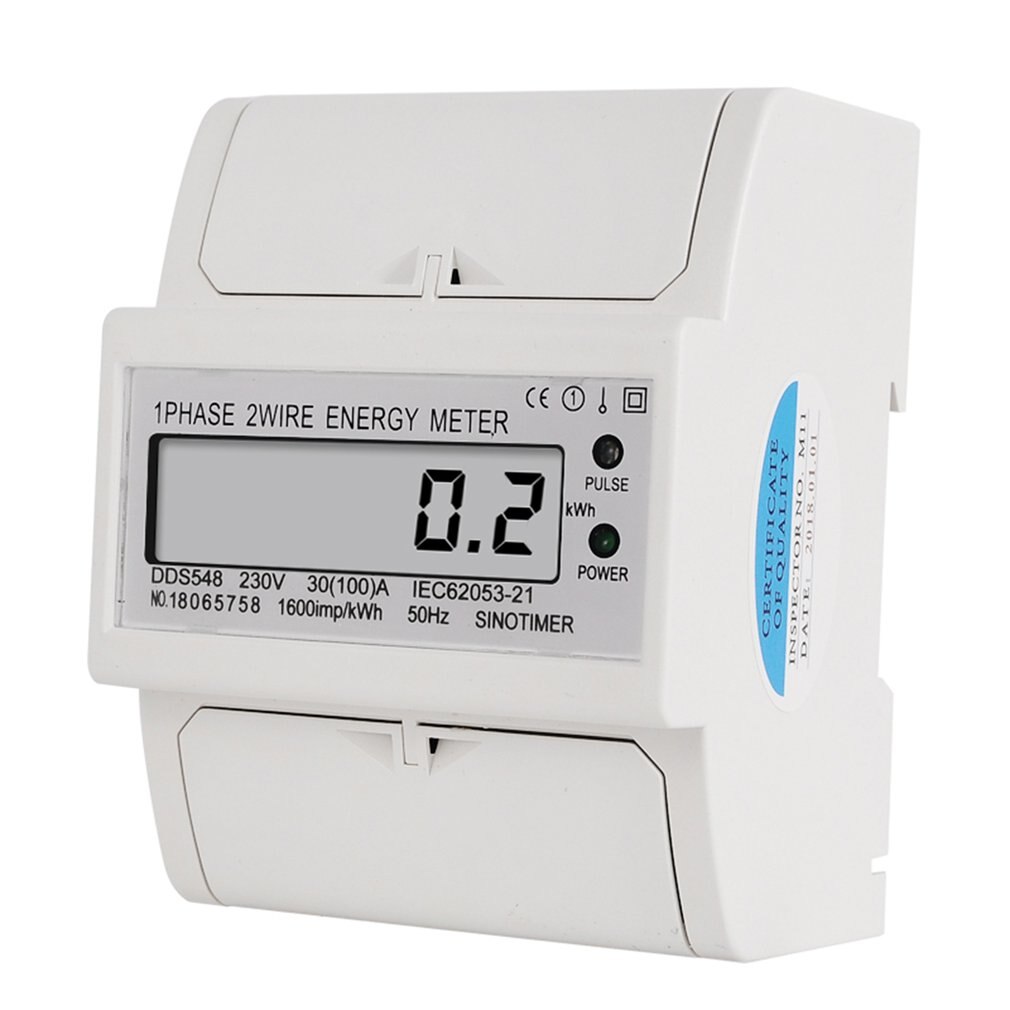 Price Overload 30-100A 230V AC Single Phase 2 Wire Digital Wattmeter Electricity Cost Measuring Meter DIN Rail Mount