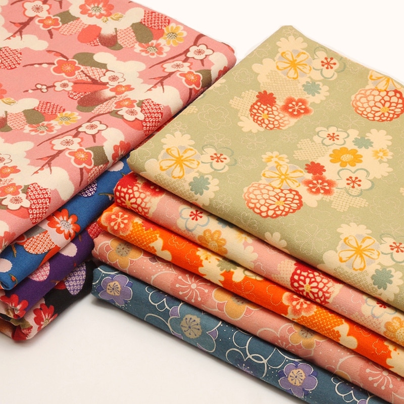 Stil japansk bomuld blomstret stof symateriale til gør-det-selv kvindekjoler og tøj  ja140