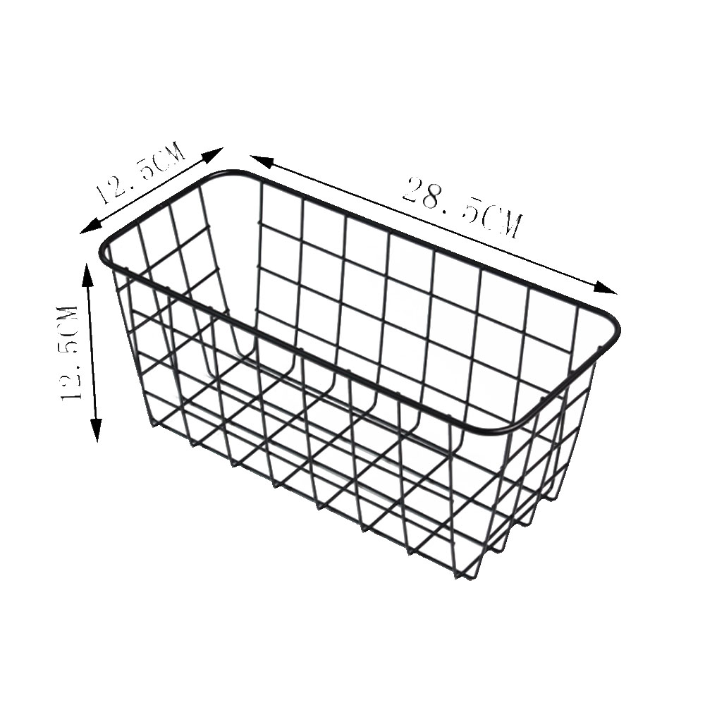 Cesto de hierro de estilo nórdico para almacenaje, cesta para pan y aperitivos, soporte organizador para el hogar, almacenamiento de artículos diversos de cocina para el baño: Black 2