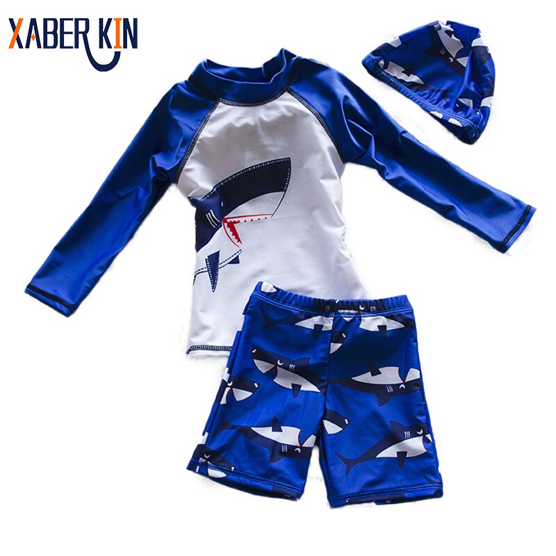 Boys Sports Bathing Suits 2~10Y Children Swimsuit For Boys 3pcs Swimwear Beachwear Kid boys Surfing suit-K51