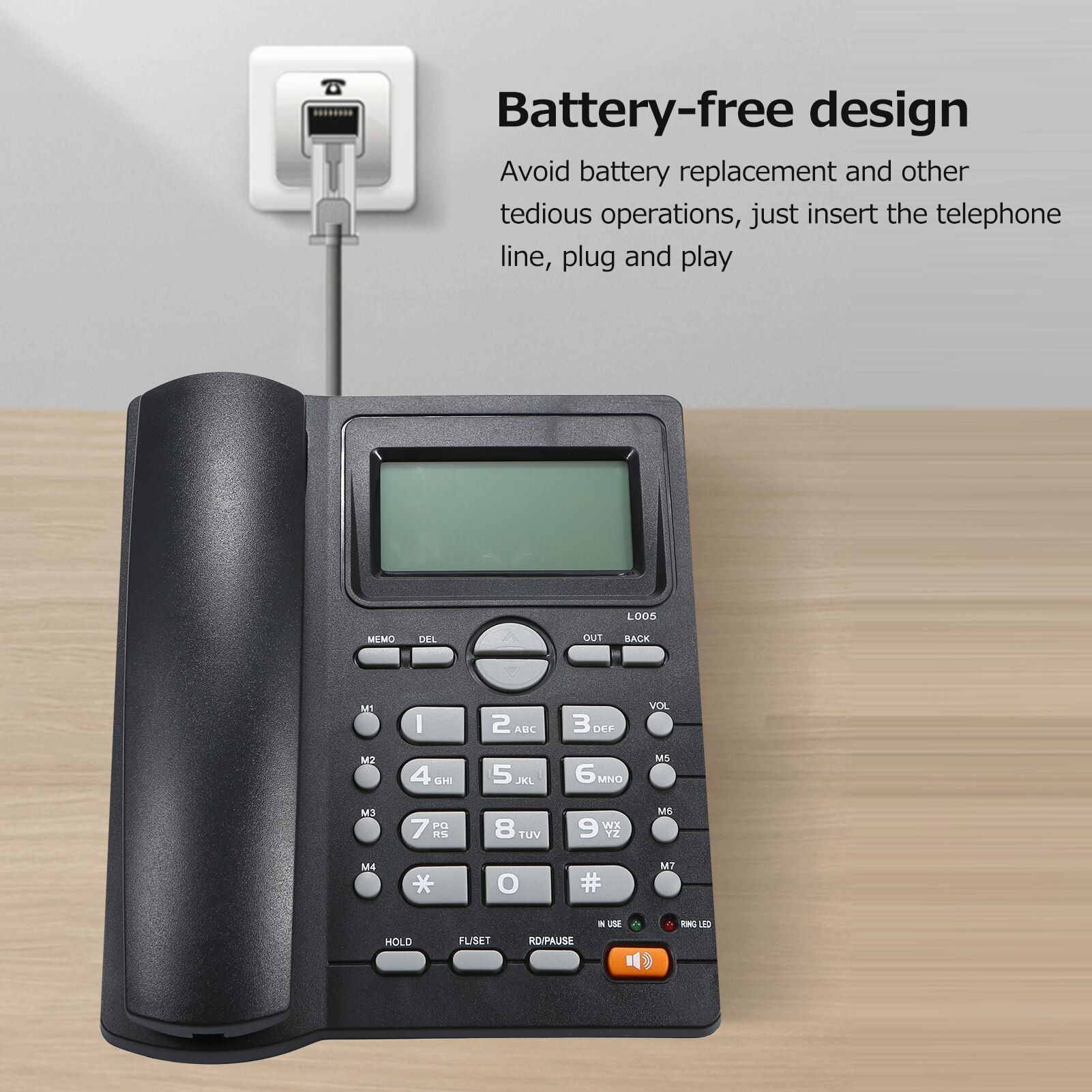 Desktop Corded Telephone Landline Telephone with C... Grandado